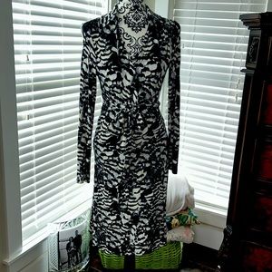 Tart black and white print wrap dress size S